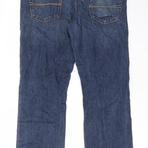 Abercrombie & Fitch Mens Blue Cotton Straight Jeans Size 36 in L32 in Regular Button - Pockets, Belt Loops, Logo