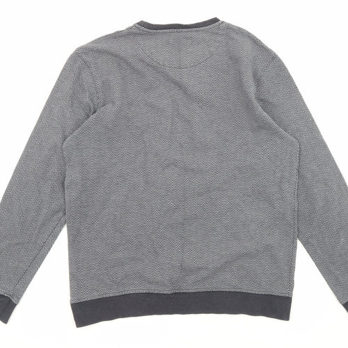 Lyle & Scott Mens Grey Herringbone Cotton Pullover Sweatshirt Size L - Logo embroidery