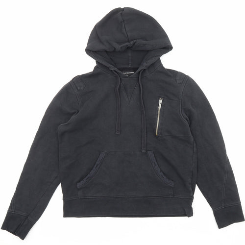 Selected Homme Womens Black Cotton Pullover Hoodie Size M Drawstring - Pockets