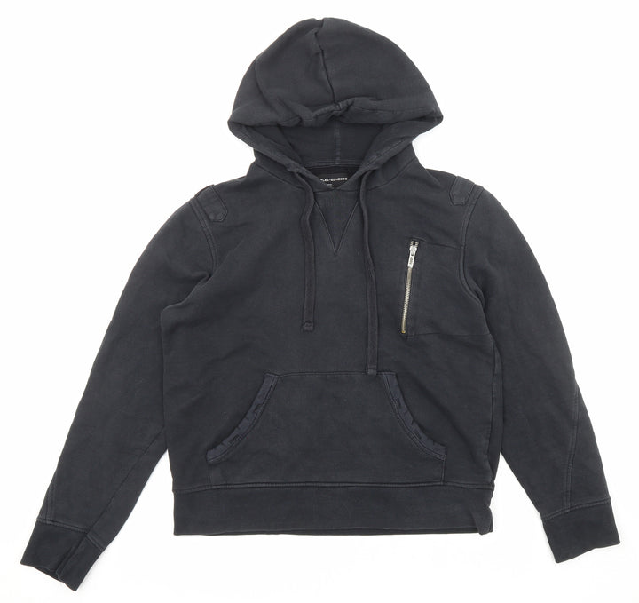 Selected Homme Womens Black Cotton Pullover Hoodie Size M Drawstring - Pockets