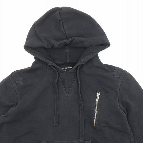 Selected Homme Womens Black Cotton Pullover Hoodie Size M Drawstring - Pockets