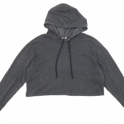 Divided by H&M Womens Grey Cotton Pullover Hoodie Size L Drawstring
