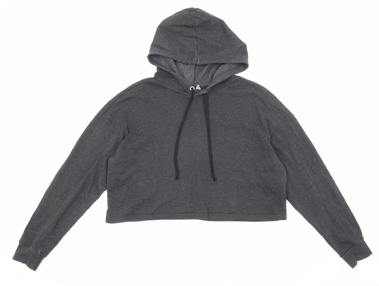 Divided by H&M Womens Grey Cotton Pullover Hoodie Size L Drawstring
