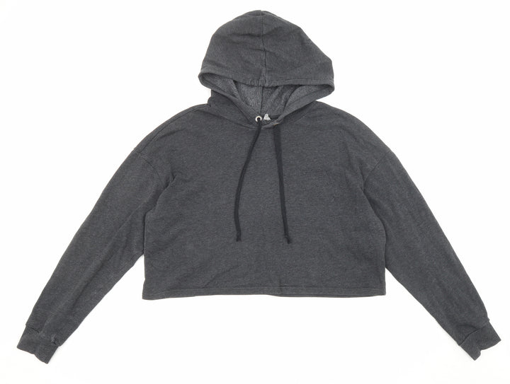 Divided by H&M Womens Grey Cotton Pullover Hoodie Size L Drawstring
