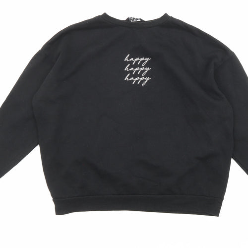 New Look Womens Black Cotton Pullover Sweatshirt Size S Pullover