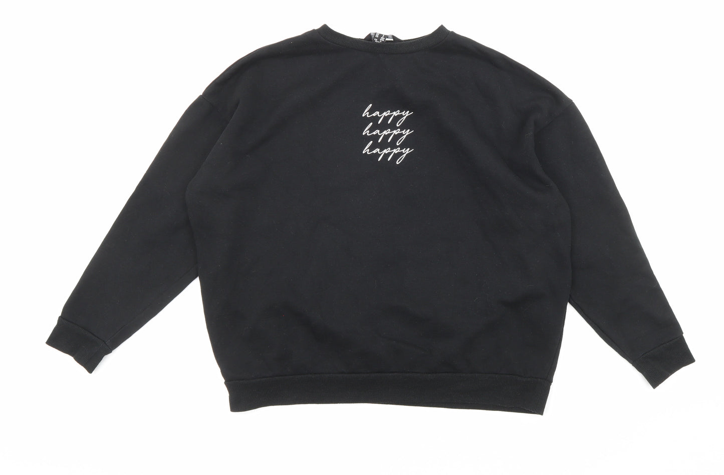 New Look Womens Black Cotton Pullover Sweatshirt Size S Pullover