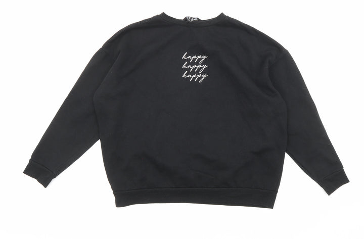 New Look Womens Black Cotton Pullover Sweatshirt Size S Pullover