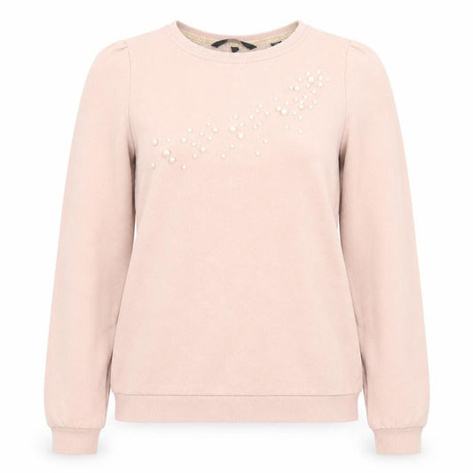 Front view of Vero Moda women’s pink polyester pullover sweatshirt, size S, pullover - pearls