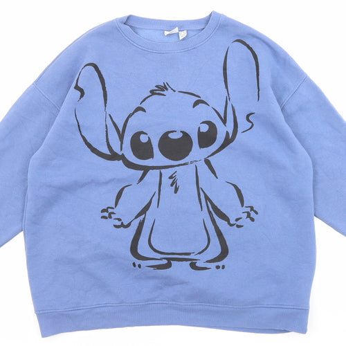 Disney Womens Blue Cotton Pullover Sweatshirt Size 12 Pullover - Stitch, Size 12-14