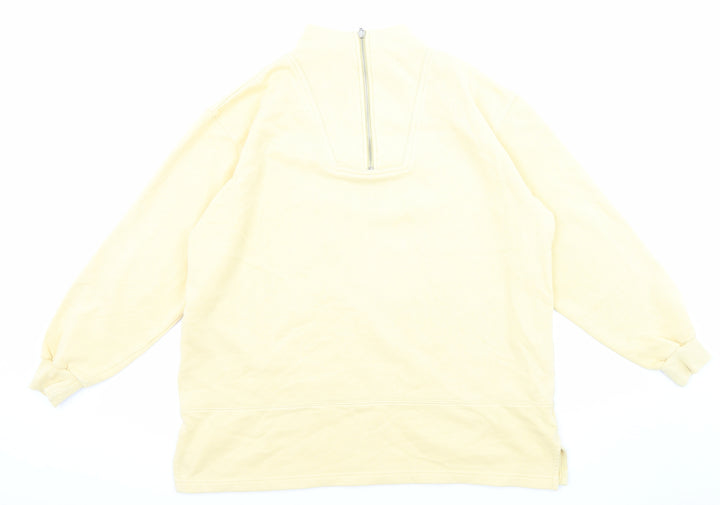 Debenhams Womens Yellow Cotton Pullover Sweatshirt Size M Zip