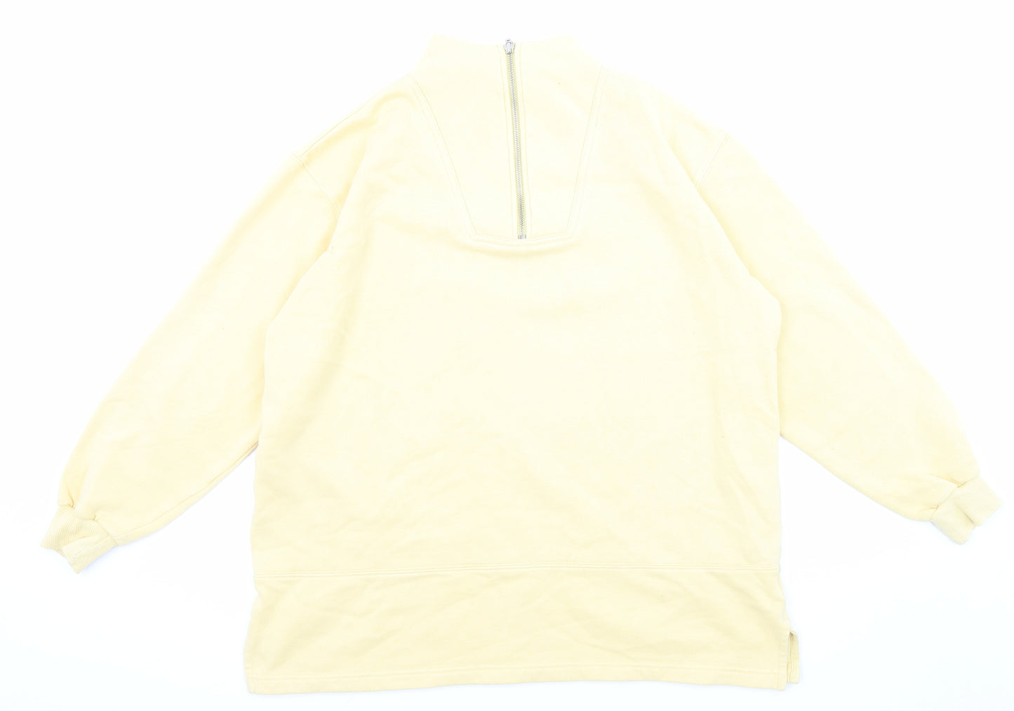 Debenhams Womens Yellow Cotton Pullover Sweatshirt Size M Zip