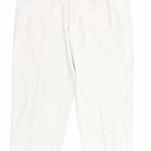 Gurteens Mens Beige Polyester Trousers Size 36 in L29 in Regular Zip - Pockets