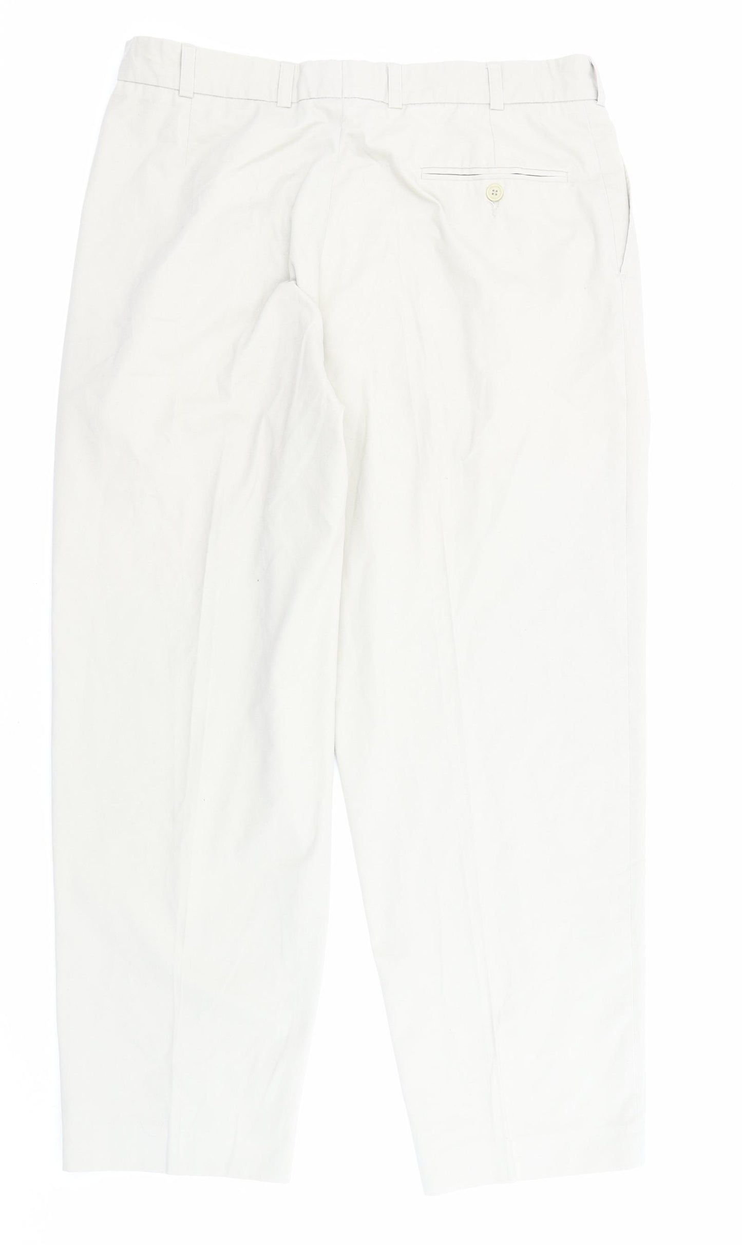 Gurteens Mens Beige Polyester Trousers Size 36 in L29 in Regular Zip - Pockets