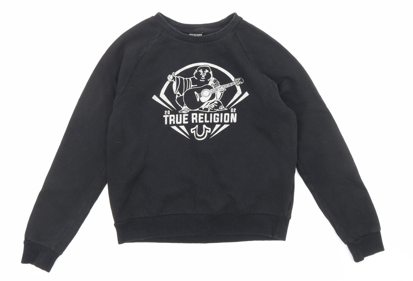 True Religion Womens Black Cotton Pullover Sweatshirt Size S Pullover
