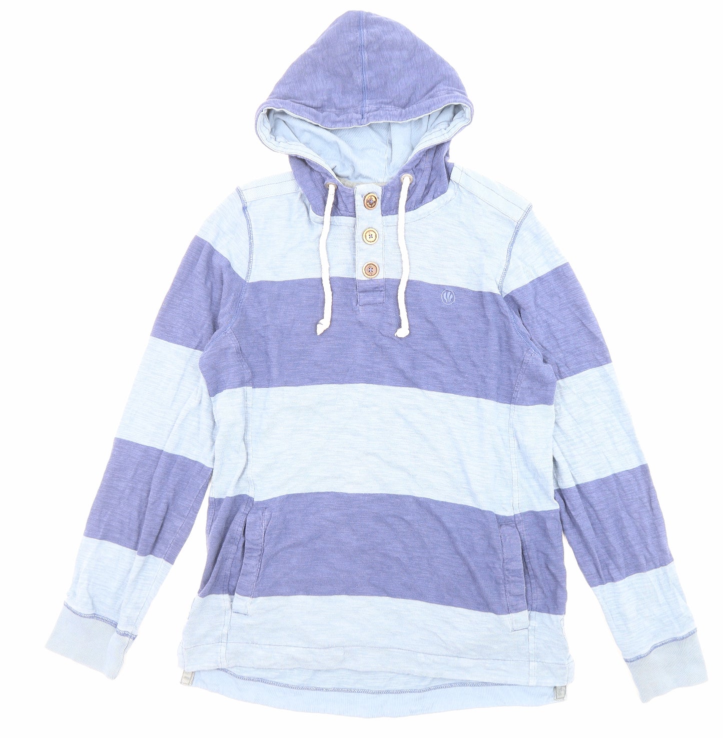 Fat Face Mens Blue Striped Cotton Pullover Hoodie Size M