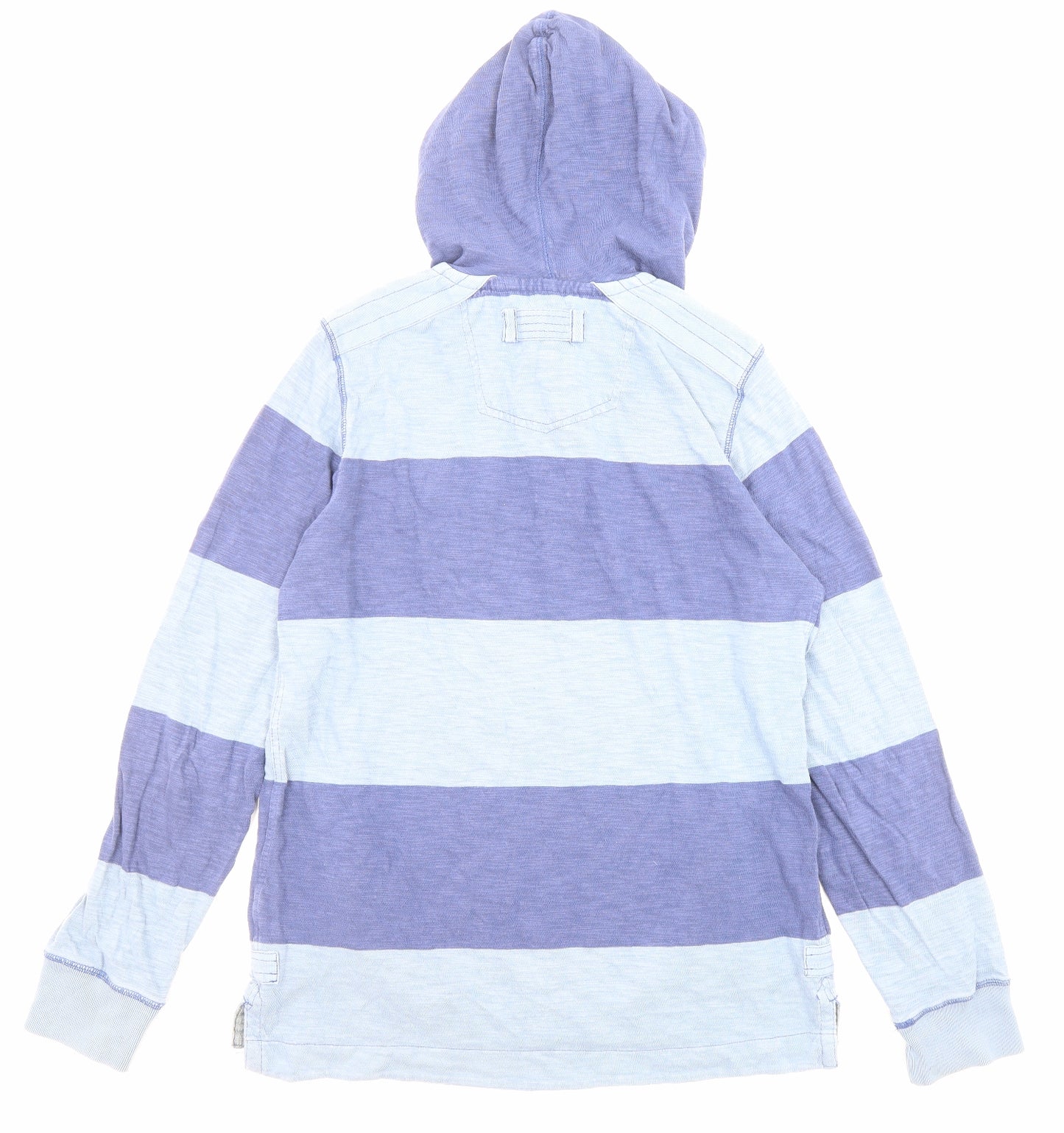 Fat Face Mens Blue Striped Cotton Pullover Hoodie Size M