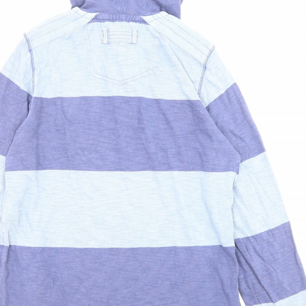 Fat Face Mens Blue Striped Cotton Pullover Hoodie Size M