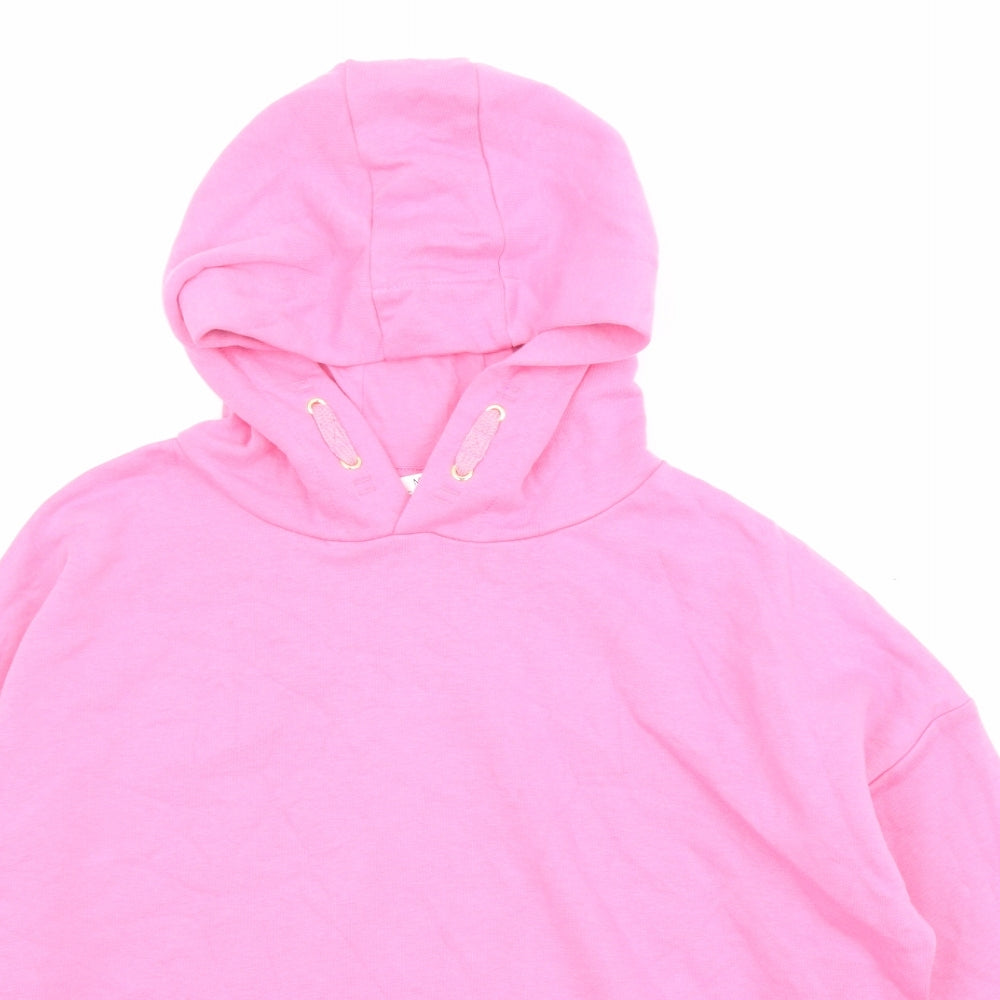 Marks and Spencer Girls Pink Cotton Pullover Hoodie Size 14-15 Years Pullover