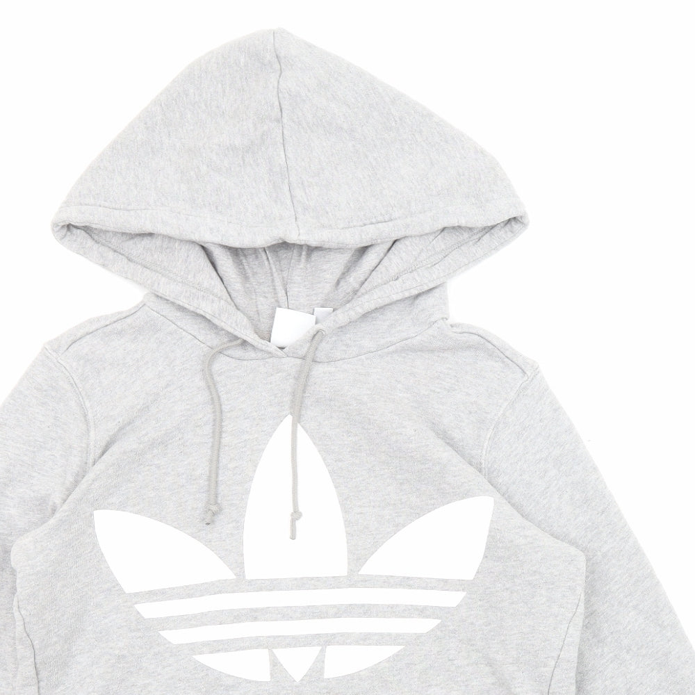 adidas Womens Grey Cotton Pullover Hoodie Size 6 Pullover