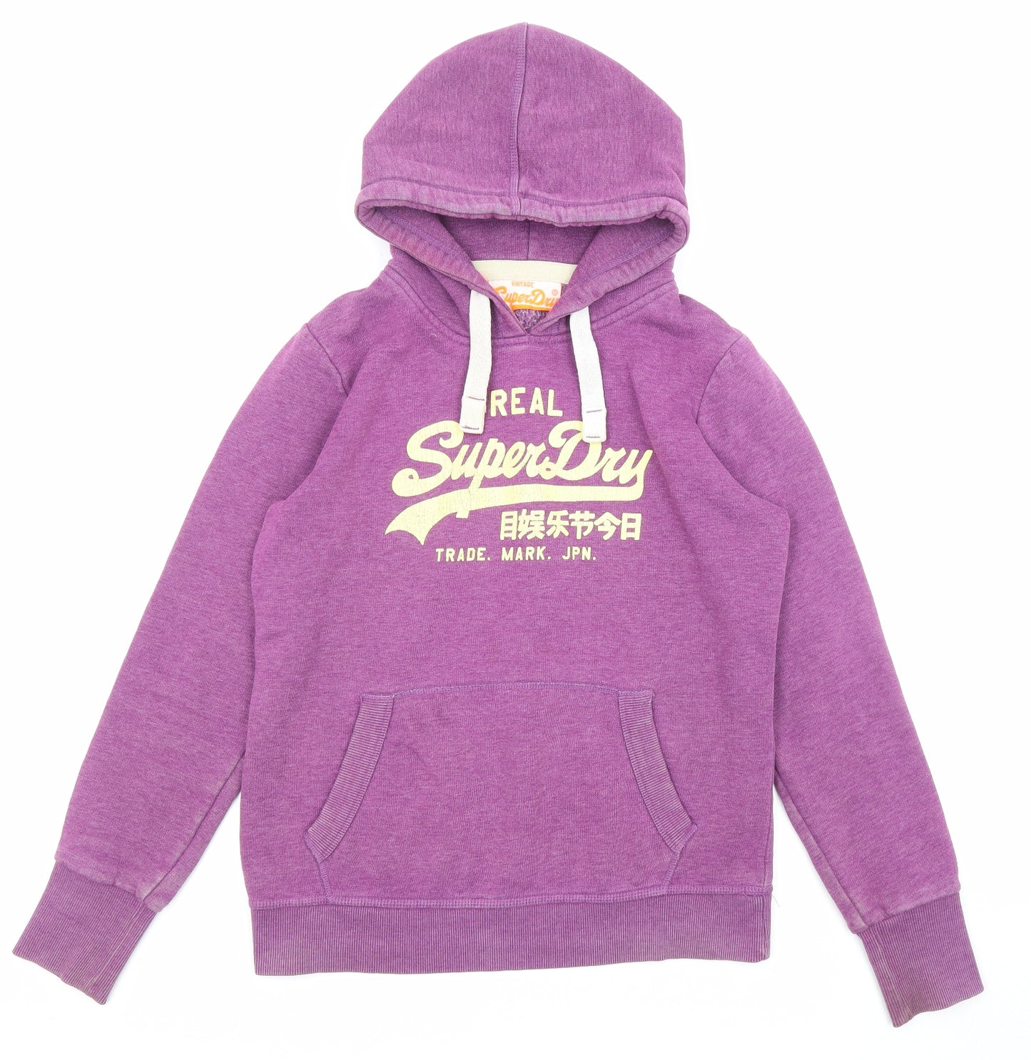 Superdry Womens Purple Cotton Pullover Hoodie Size XL Drawstring