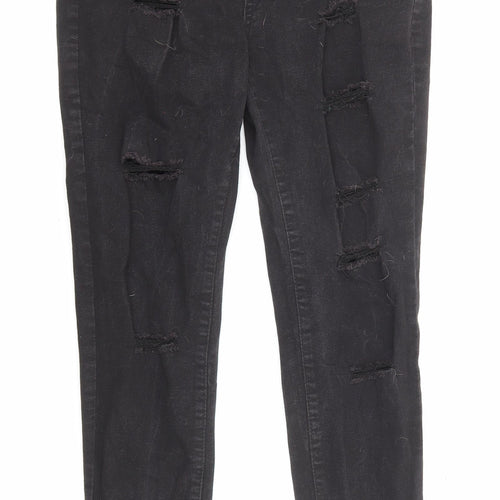 Boohoo Womens Black Cotton Skinny Jeans Size 10 L27 in Regular Zip - Pockets