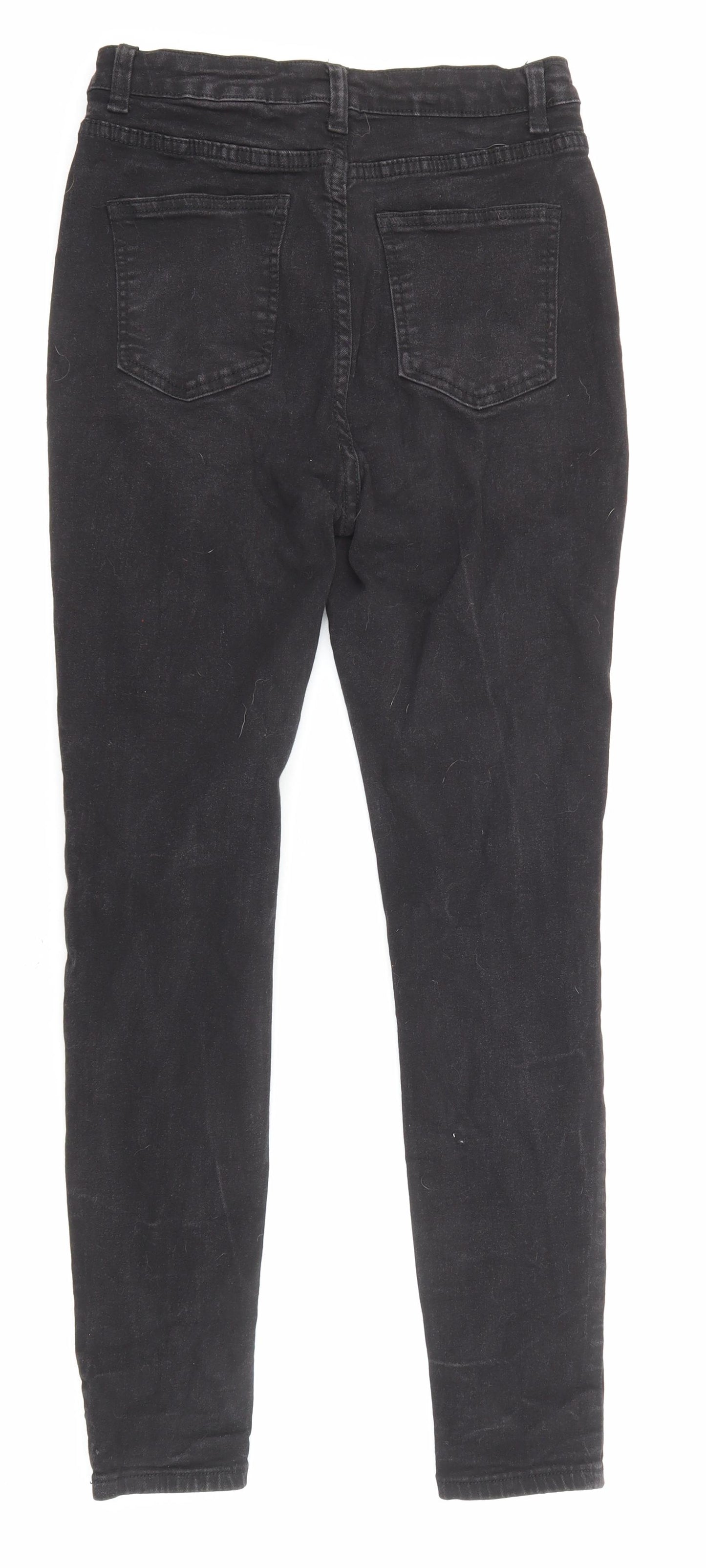 Boohoo Womens Black Cotton Skinny Jeans Size 10 L27 in Regular Zip - Pockets
