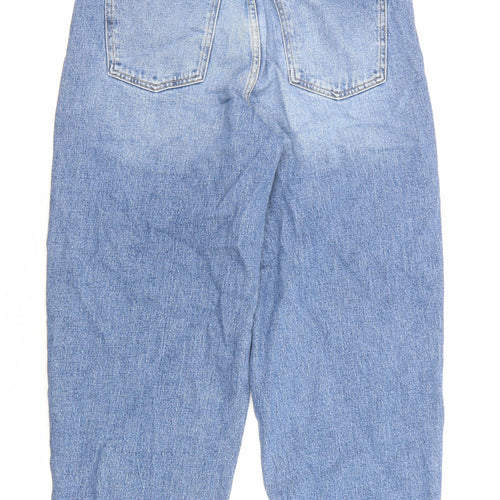 Marks and Spencer Womens Blue Cotton Straight Jeans Size 8 L23 in Regular Zip - Pockets