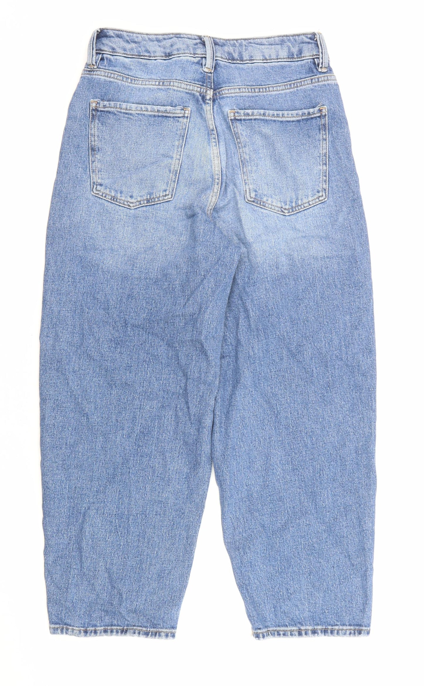 Marks and Spencer Womens Blue Cotton Straight Jeans Size 8 L23 in Regular Zip - Pockets