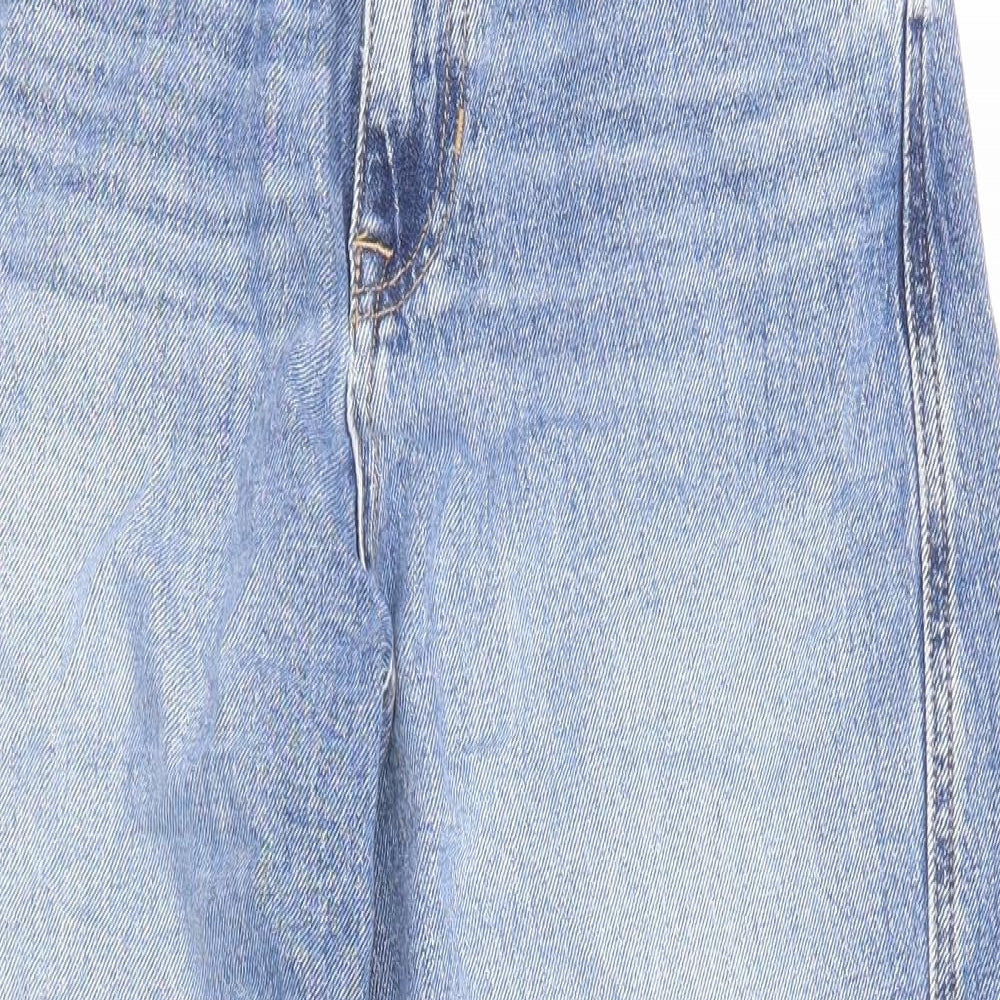 Marks and Spencer Womens Blue Cotton Straight Jeans Size 8 L23 in Regular Zip - Pockets