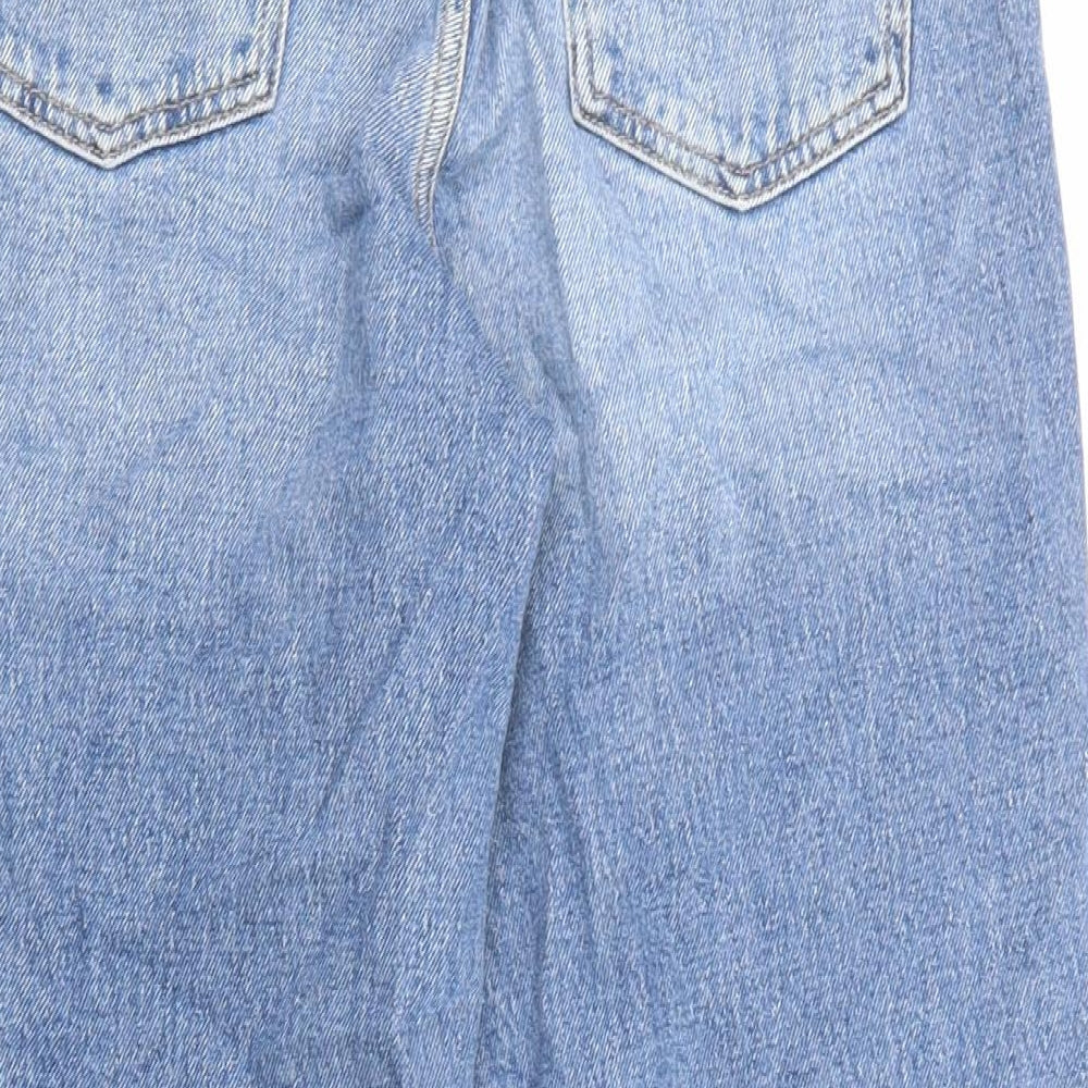 Marks and Spencer Womens Blue Cotton Straight Jeans Size 8 L23 in Regular Zip - Pockets