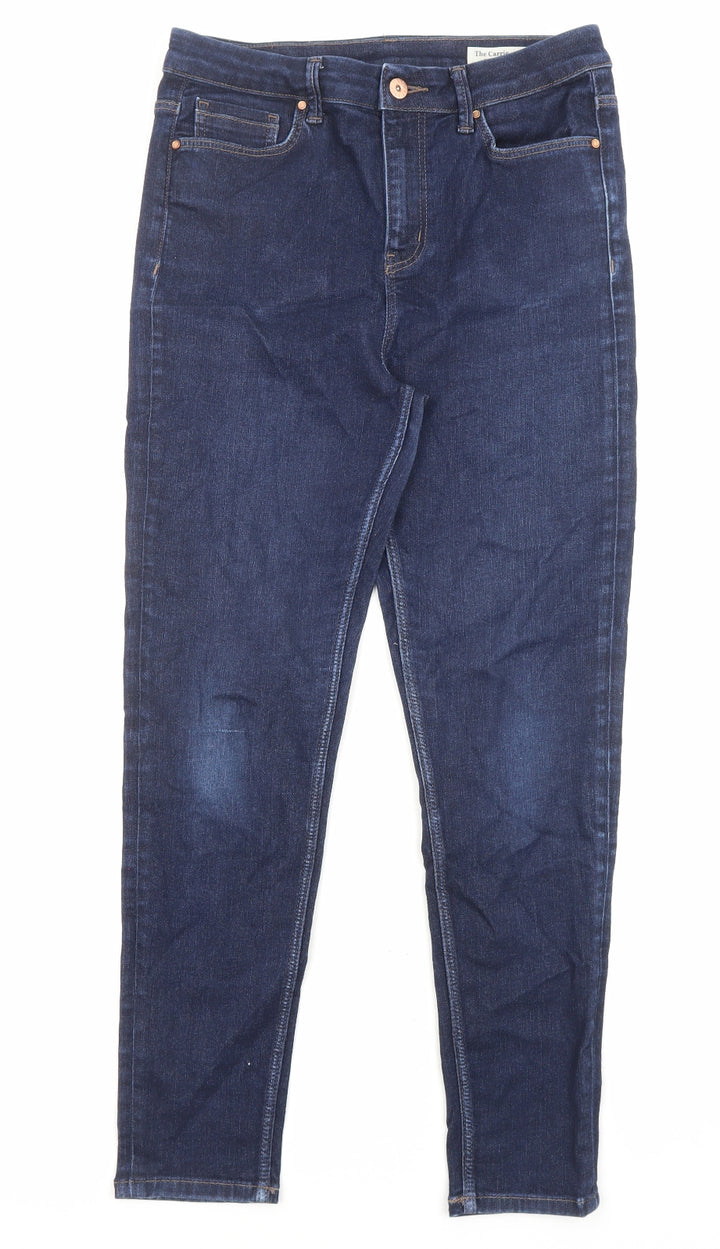 Marks and Spencer Womens Blue Cotton Skinny Jeans Size 12 L27 in Regular Zip - Pockets