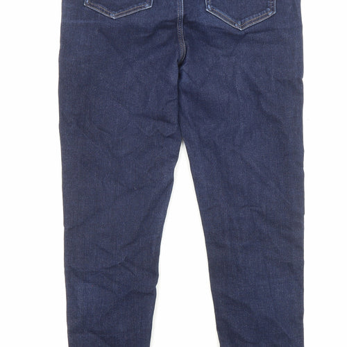 Marks and Spencer Womens Blue Cotton Skinny Jeans Size 12 L27 in Regular Zip - Pockets