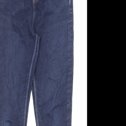 Marks and Spencer Womens Blue Cotton Skinny Jeans Size 12 L27 in Regular Zip - Pockets