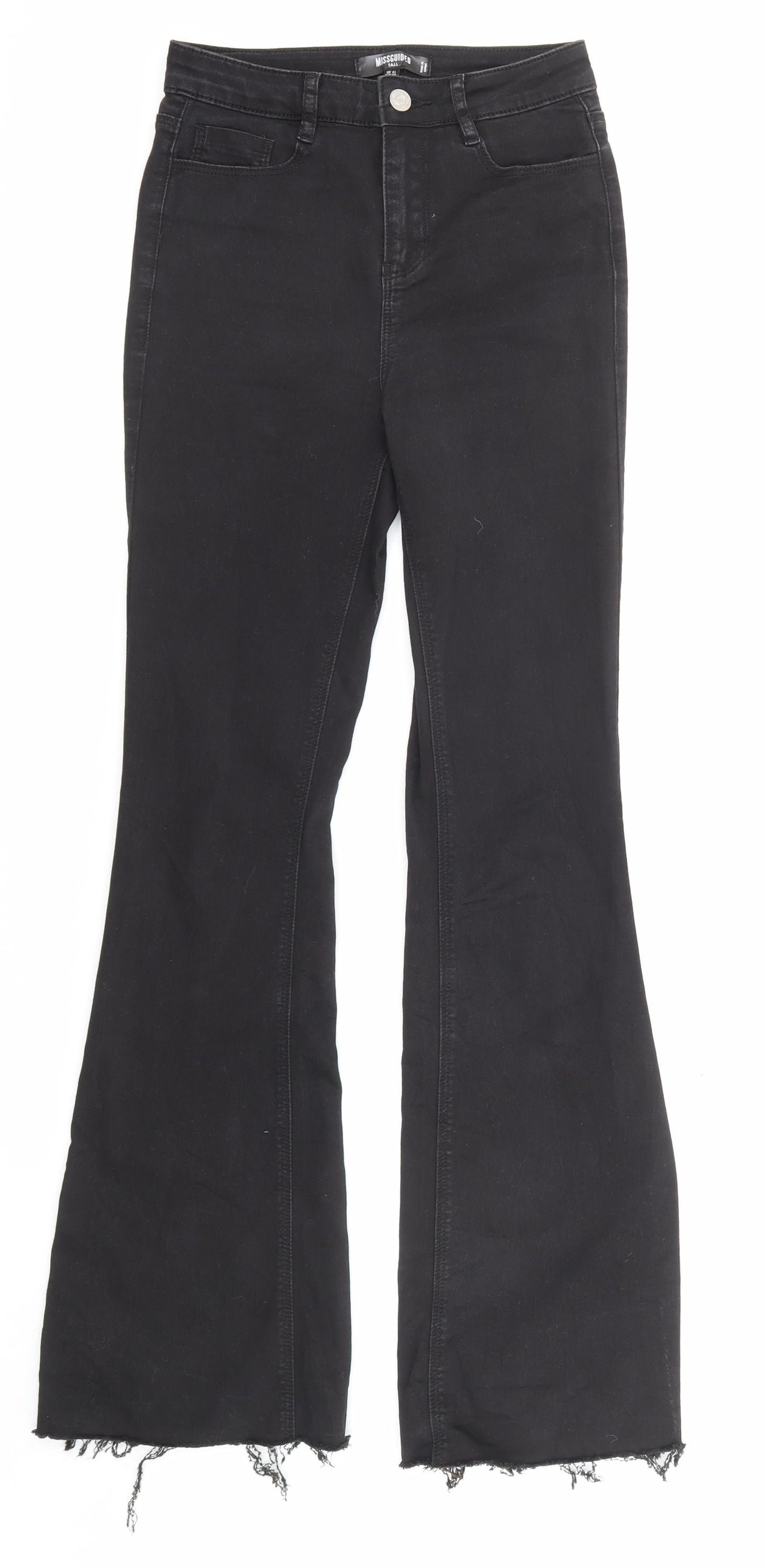 Missguided Womens Black Cotton Flared Jeans Size 6 L29 in Regular Zip - Pockets