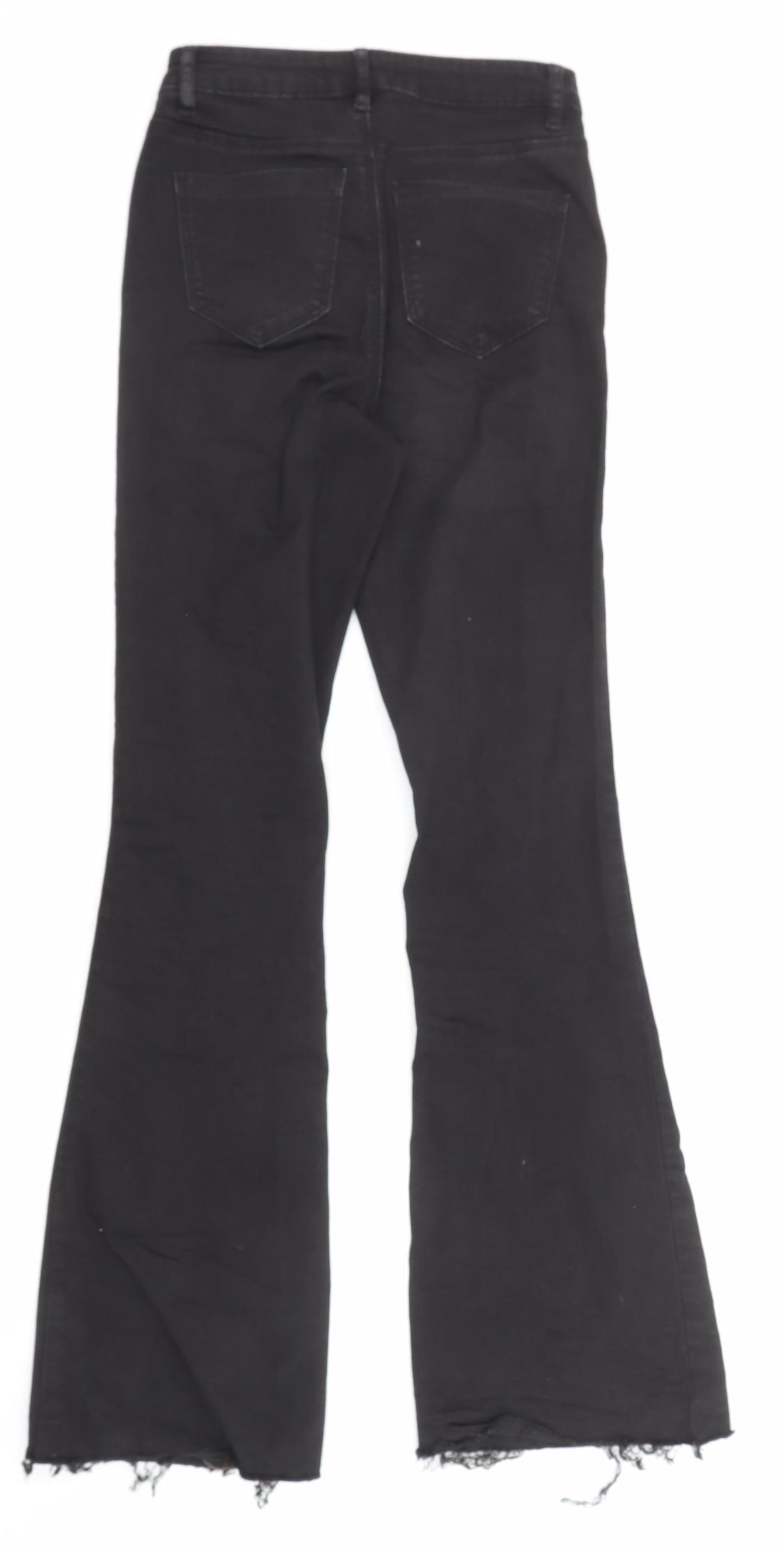 Missguided Womens Black Cotton Flared Jeans Size 6 L29 in Regular Zip - Pockets