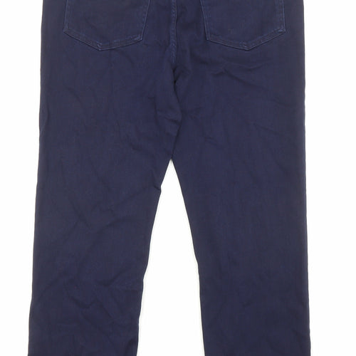 Marks and Spencer Womens Blue Cotton Straight Jeans Size 16 L27 in Regular Zip - Embellishment detail, Pockets