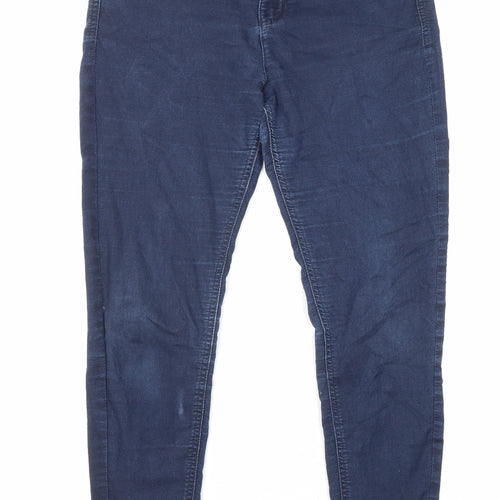 Marks and Spencer Womens Blue Cotton Skinny Jeans Size 12 L26 in Regular Zip - Pockets