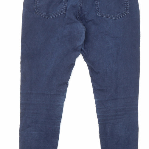 Marks and Spencer Womens Blue Cotton Skinny Jeans Size 12 L26 in Regular Zip - Pockets