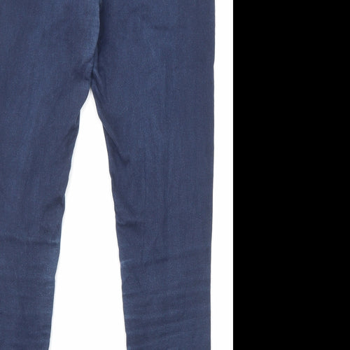 Marks and Spencer Womens Blue Cotton Skinny Jeans Size 12 L26 in Regular Zip - Pockets