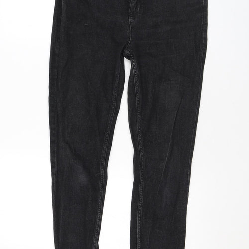 Marks and Spencer Womens Black Cotton Skinny Jeans Size 12 L26 in Regular Zip
