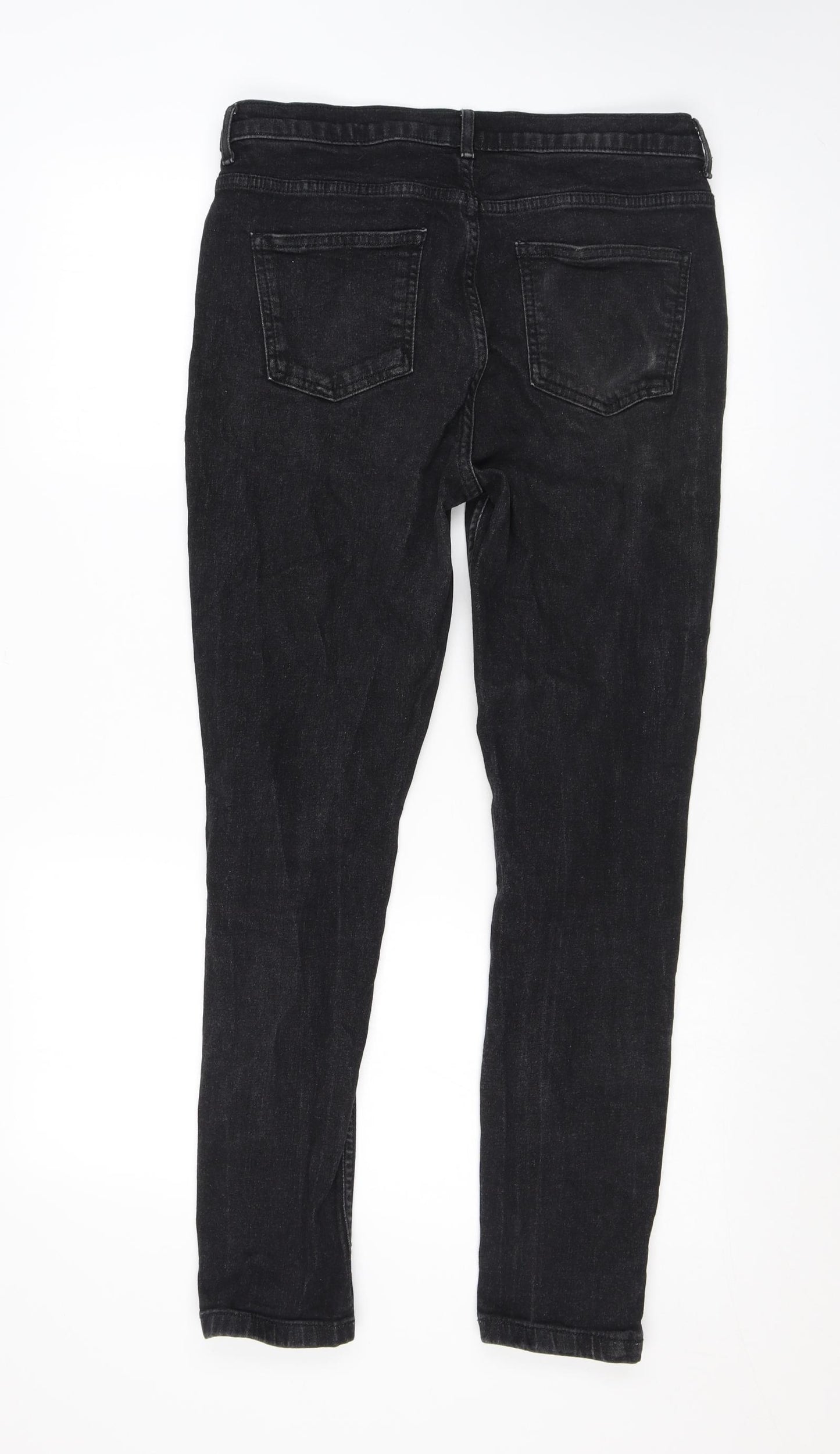 Marks and Spencer Womens Black Cotton Skinny Jeans Size 12 L26 in Regular Zip