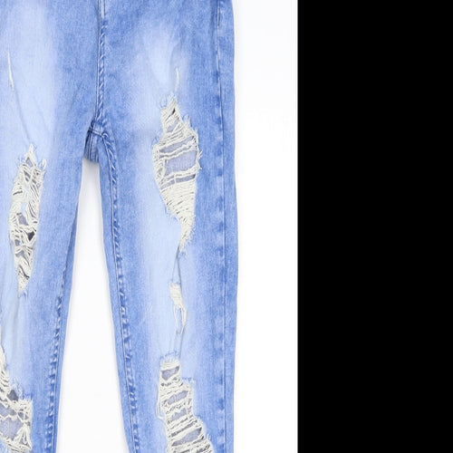 Select Womens Blue Cotton Skinny Jeans Size 6 L26 in Regular Zip