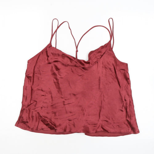 Topshop Womens Pink Viscose Cropped Tank Size 14 Cowl Neck - Open Back