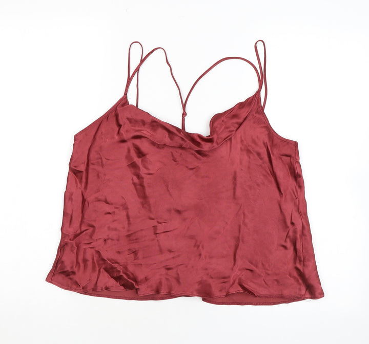 Topshop Womens Pink Viscose Cropped Tank Size 14 Cowl Neck - Open Back