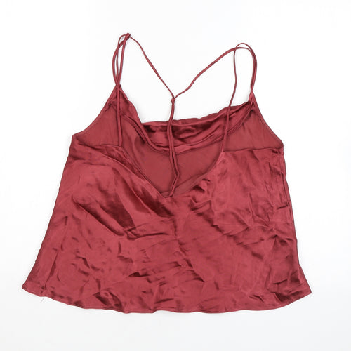 Topshop Womens Pink Viscose Cropped Tank Size 14 Cowl Neck - Open Back