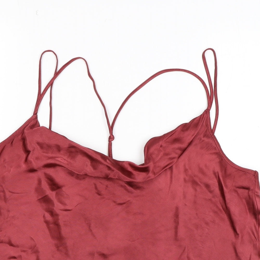 Topshop Womens Pink Viscose Cropped Tank Size 14 Cowl Neck - Open Back