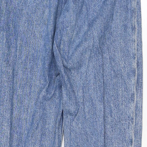 Monki Womens Blue Cotton Straight Jeans Size 26 L29 in Regular Zip - Embroidery, Flowers, Butterfly