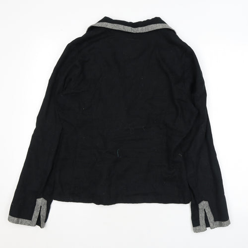 Fransa Womens Black Jacket Blazer Size M Button - Embroidery Flowers