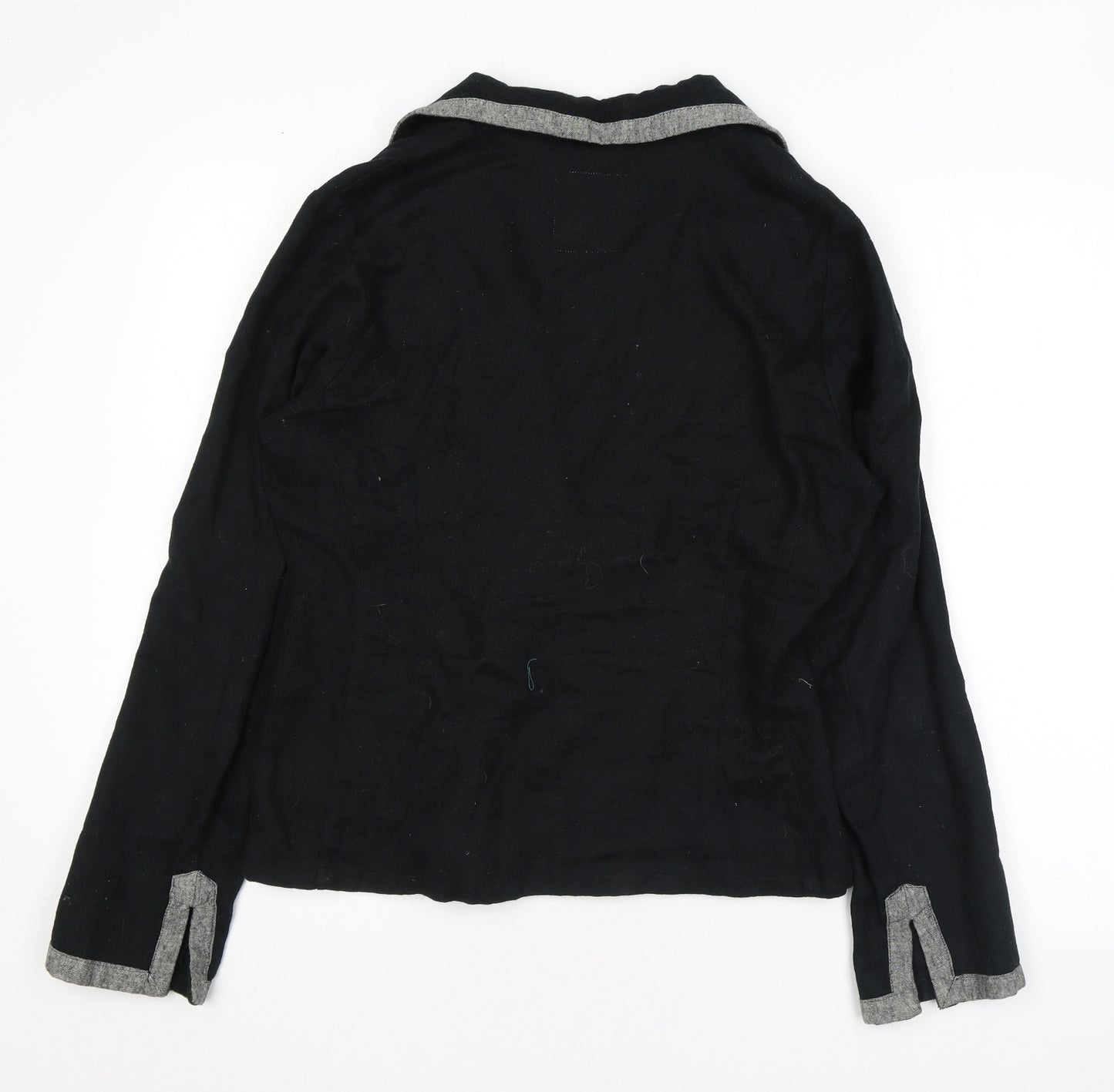 Fransa Womens Black Jacket Blazer Size M Button - Embroidery Flowers