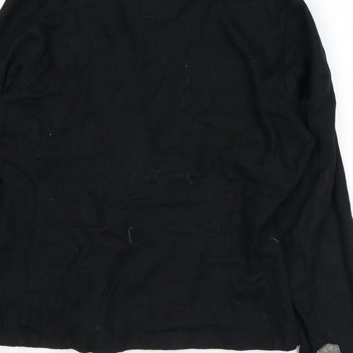 Fransa Womens Black Jacket Blazer Size M Button - Embroidery Flowers